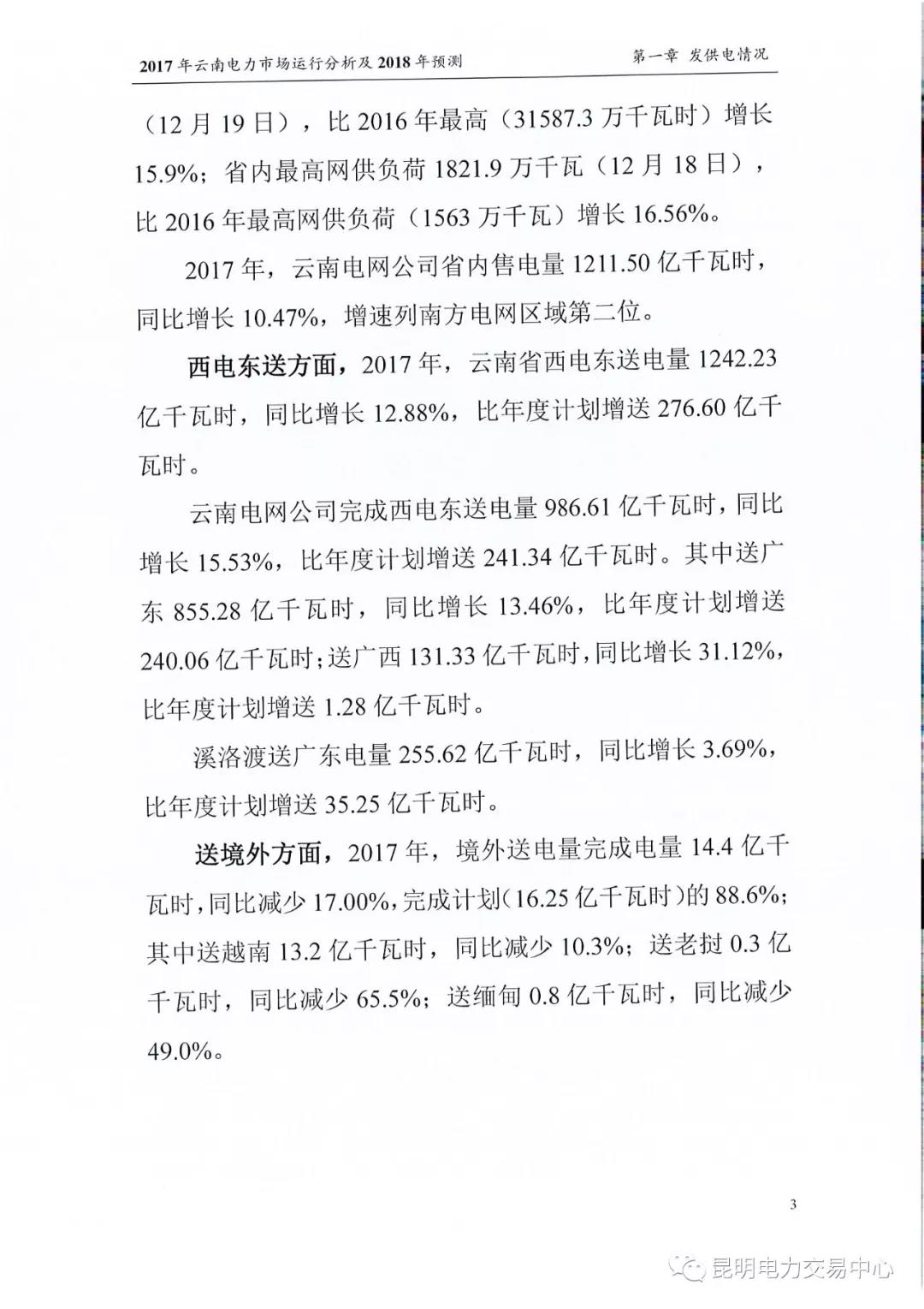 2017年云南電力市場運行分析及2018年預測報告