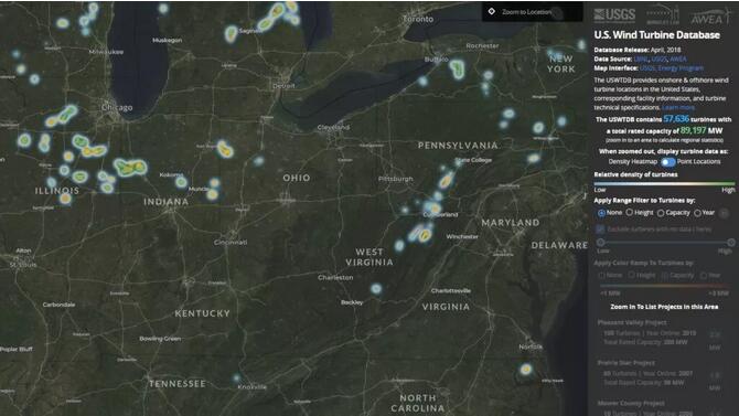 美國四部門/團體發布美國風電機組數據庫