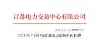 2023年7月中旬江蘇電力市場(chǎng)月內(nèi)掛牌交易結(jié)果公布